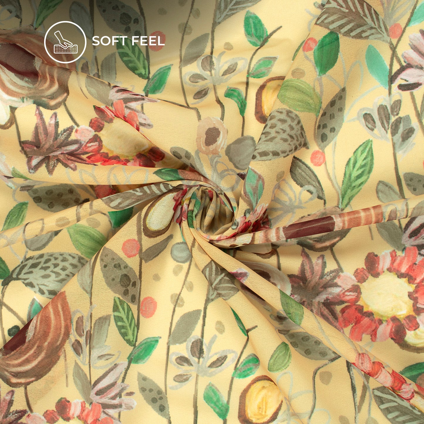 Golden Hour Botanica - Luxe Lightweight Georgette Fabric