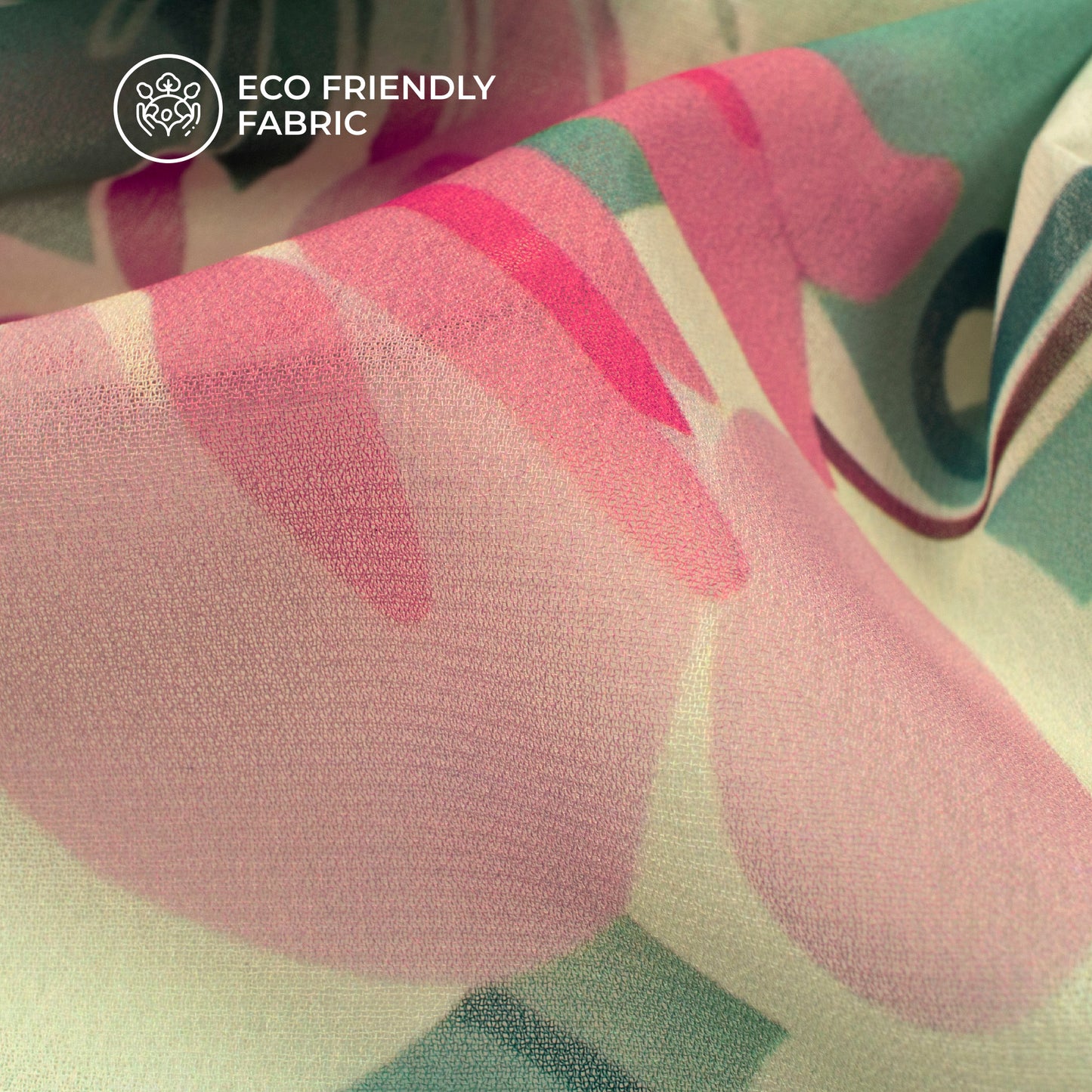 Pastel Tropics - Artistic Floral Lightweight Georgette Fabric
