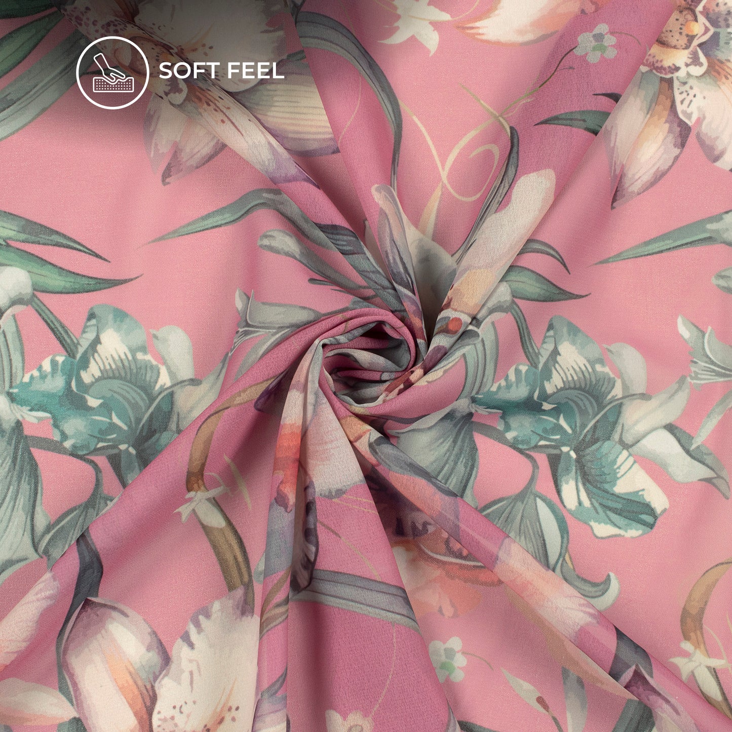 Eternal Orchid - Designer Lightweight Georgette Fabric
