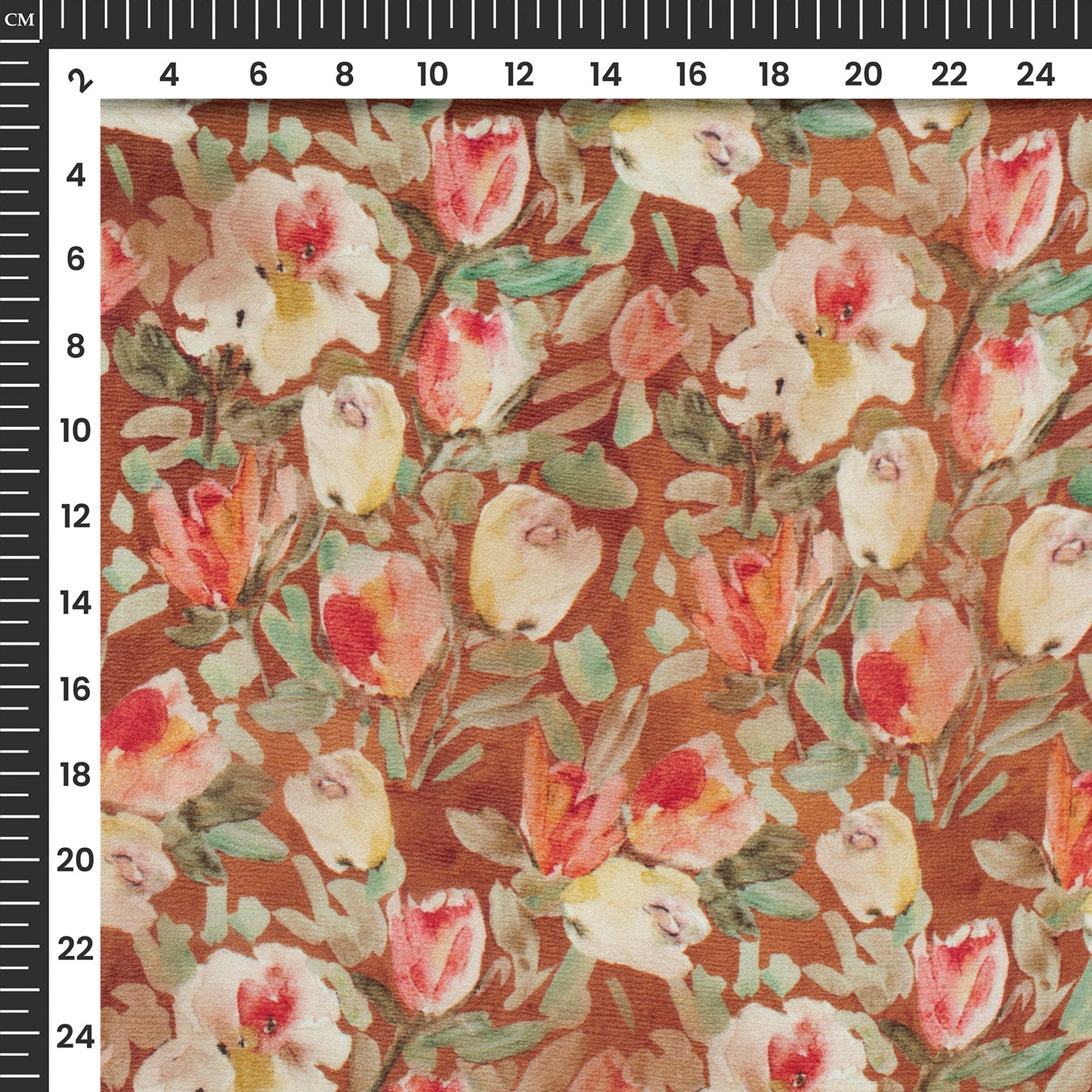 Seamless Rose Floral Digital Print Viscose Chinnon Chiffon Fabric