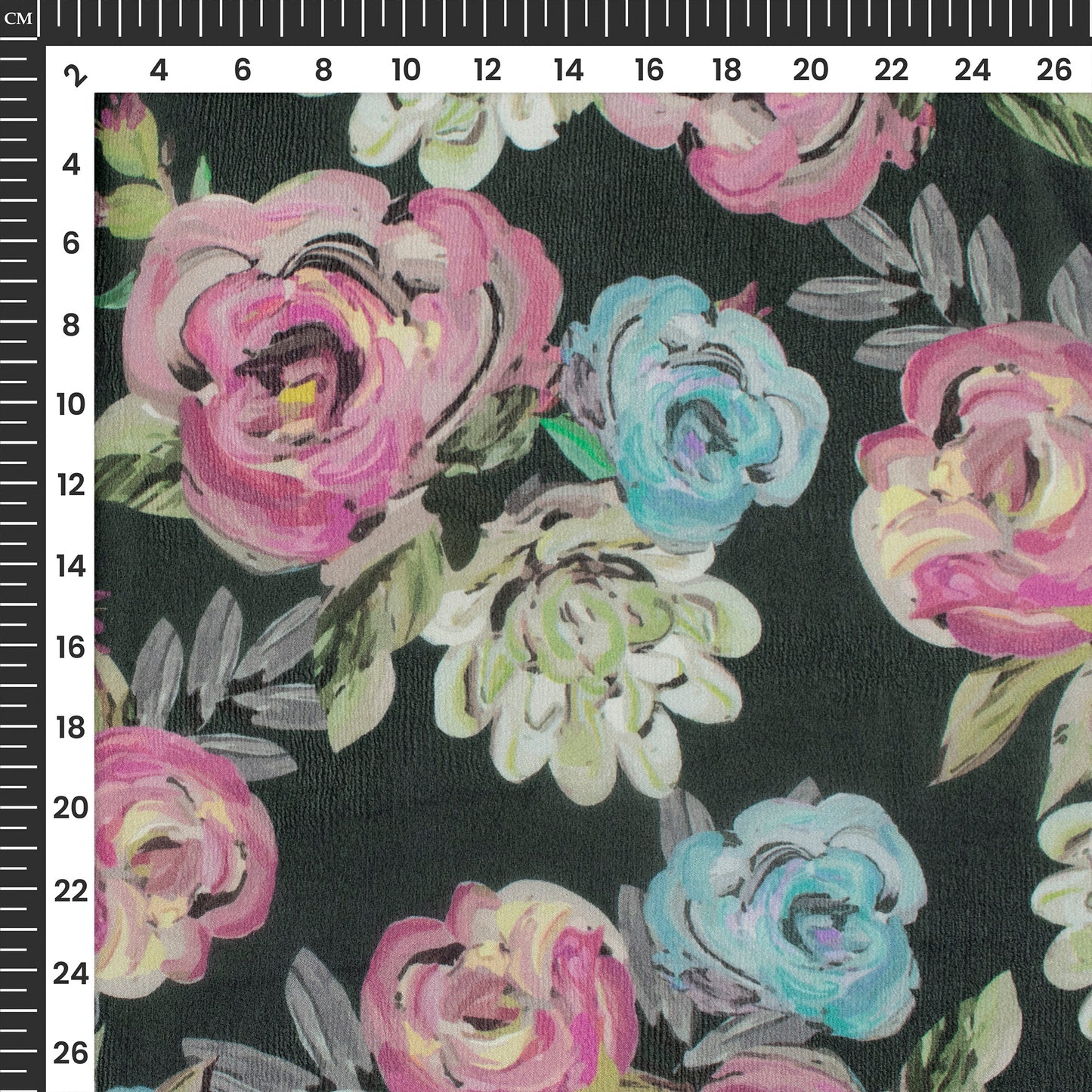 Bloosom Rose Floral Digital Print Viscose Chinnon Chiffon Fabric