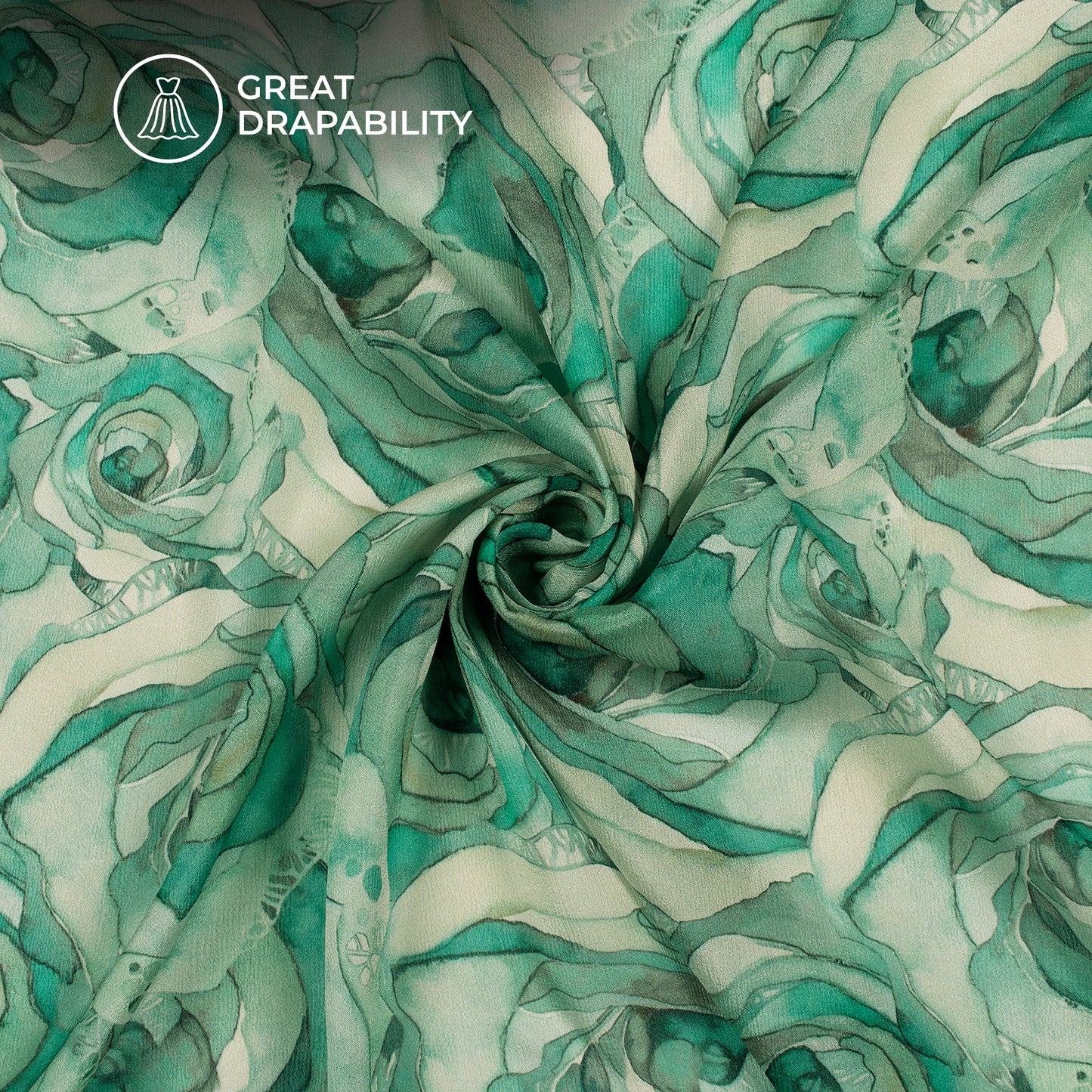 Gorgeous Rose Floral Digital Print Viscose Chinnon Chiffon Fabric
