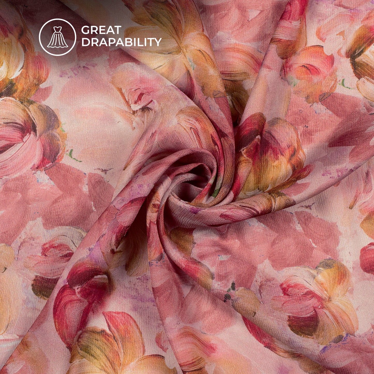 Beautiful Seamless Rose Digital Print Viscose Chinnon Chiffon Fabric