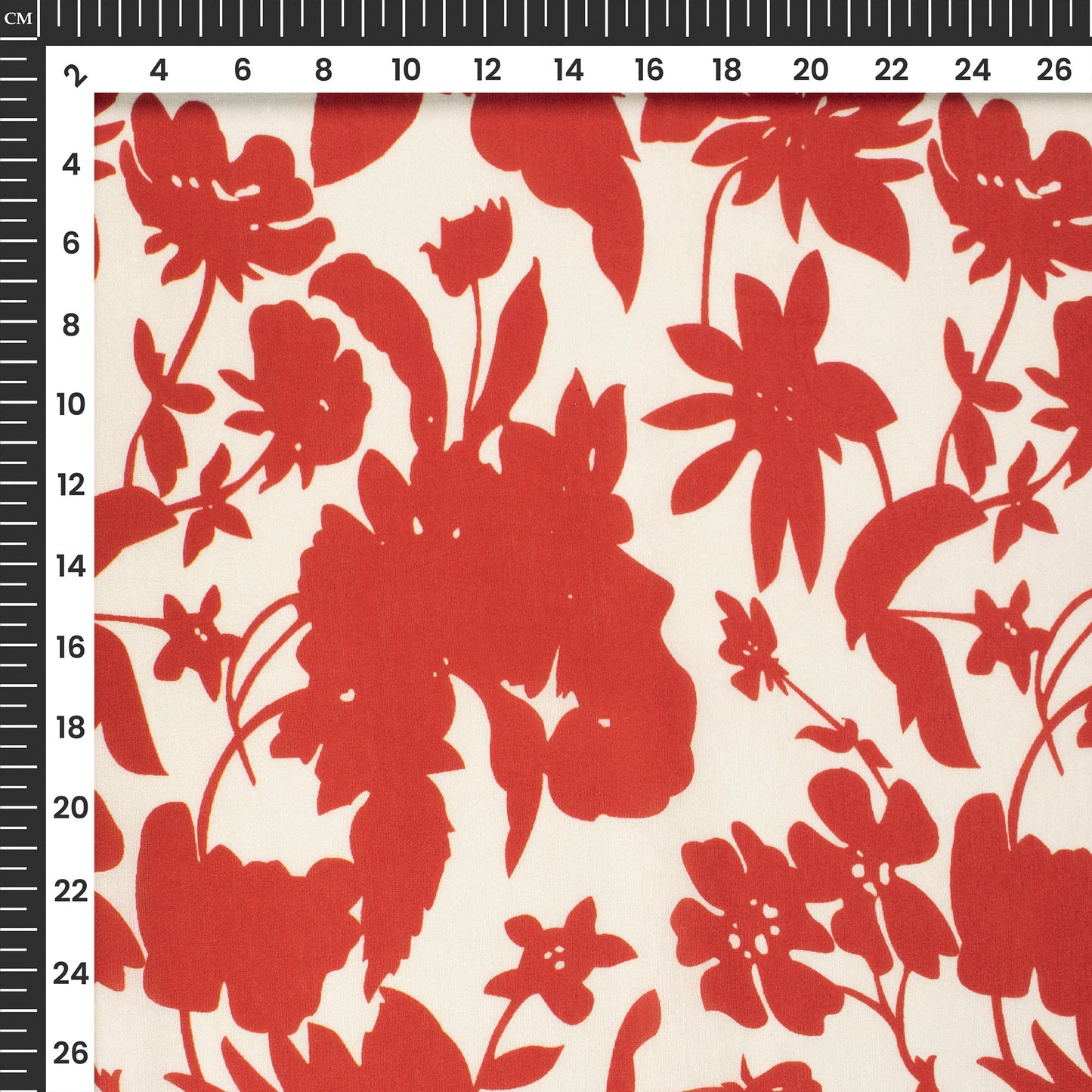 Crimson Red Floral Digital Print Muslin Fabric