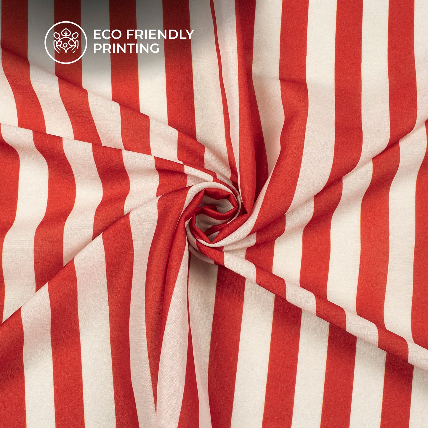 Crimson Red Stripes Digital Print Muslin Fabric
