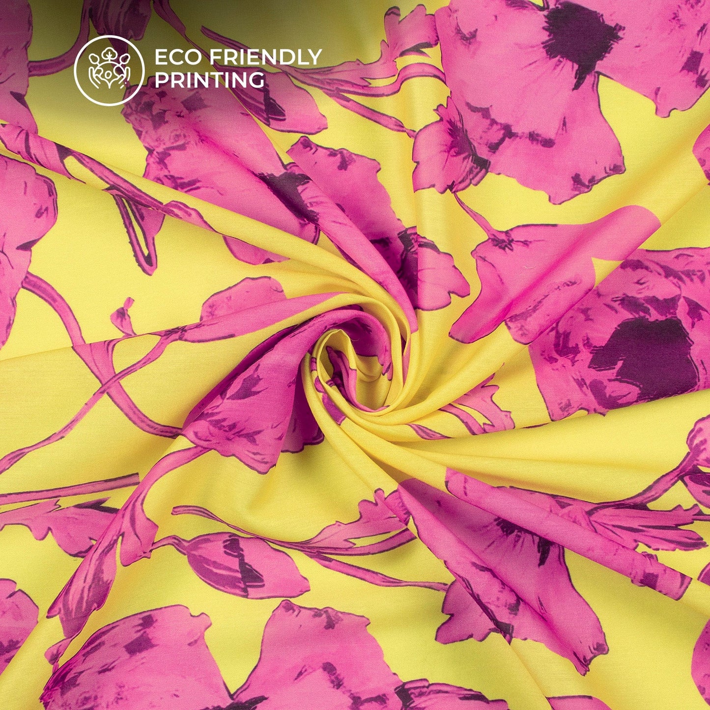 Rose Pink Floral Digital Print Muslin Fabric
