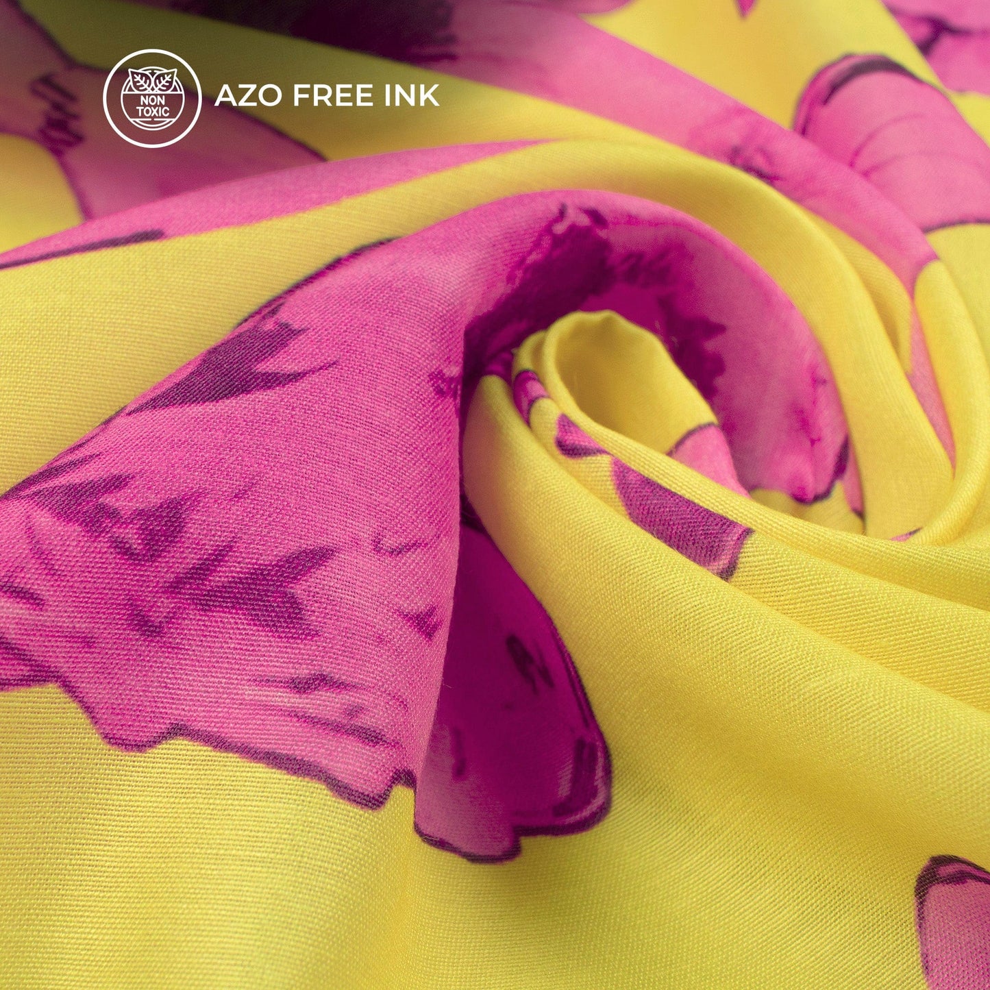 Rose Pink Floral Digital Print Muslin Fabric