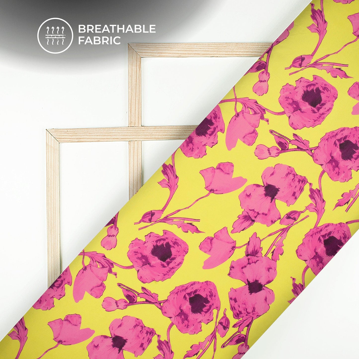 Rose Pink Floral Digital Print Muslin Fabric