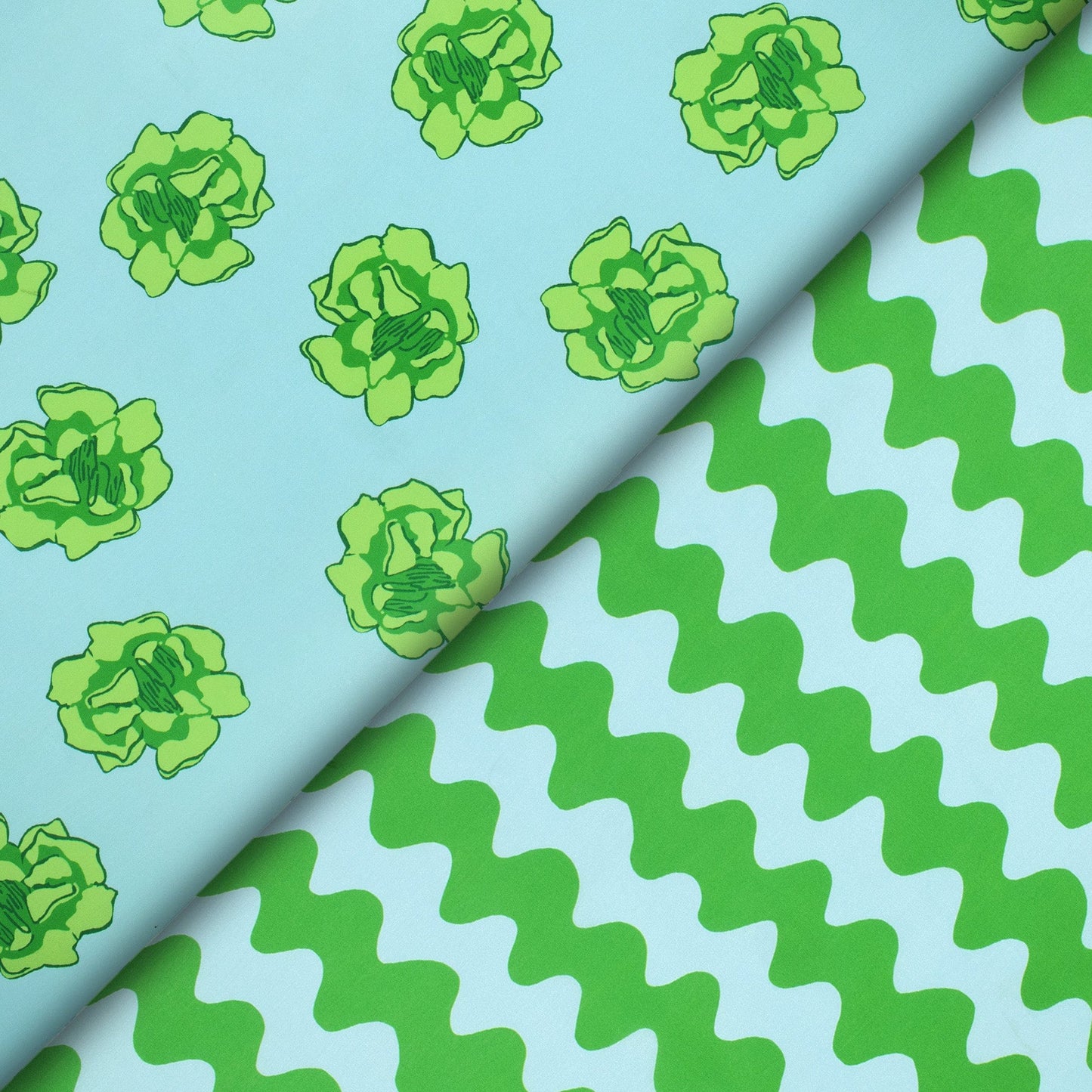 Kelly Green Chevron Digital Print Muslin Fabric