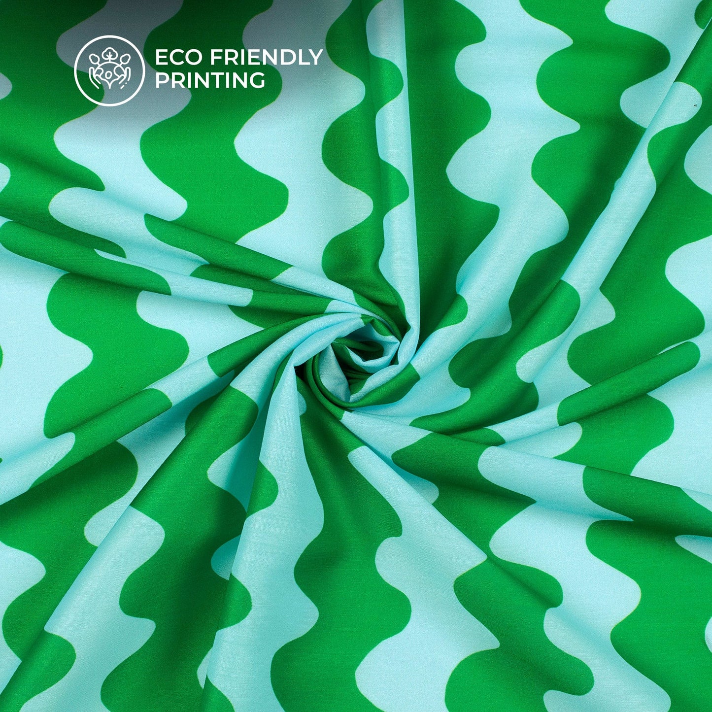 Kelly Green Chevron Digital Print Muslin Fabric