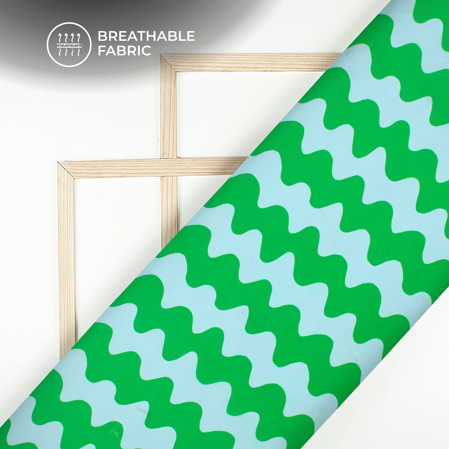 Kelly Green Chevron Digital Print Muslin Fabric
