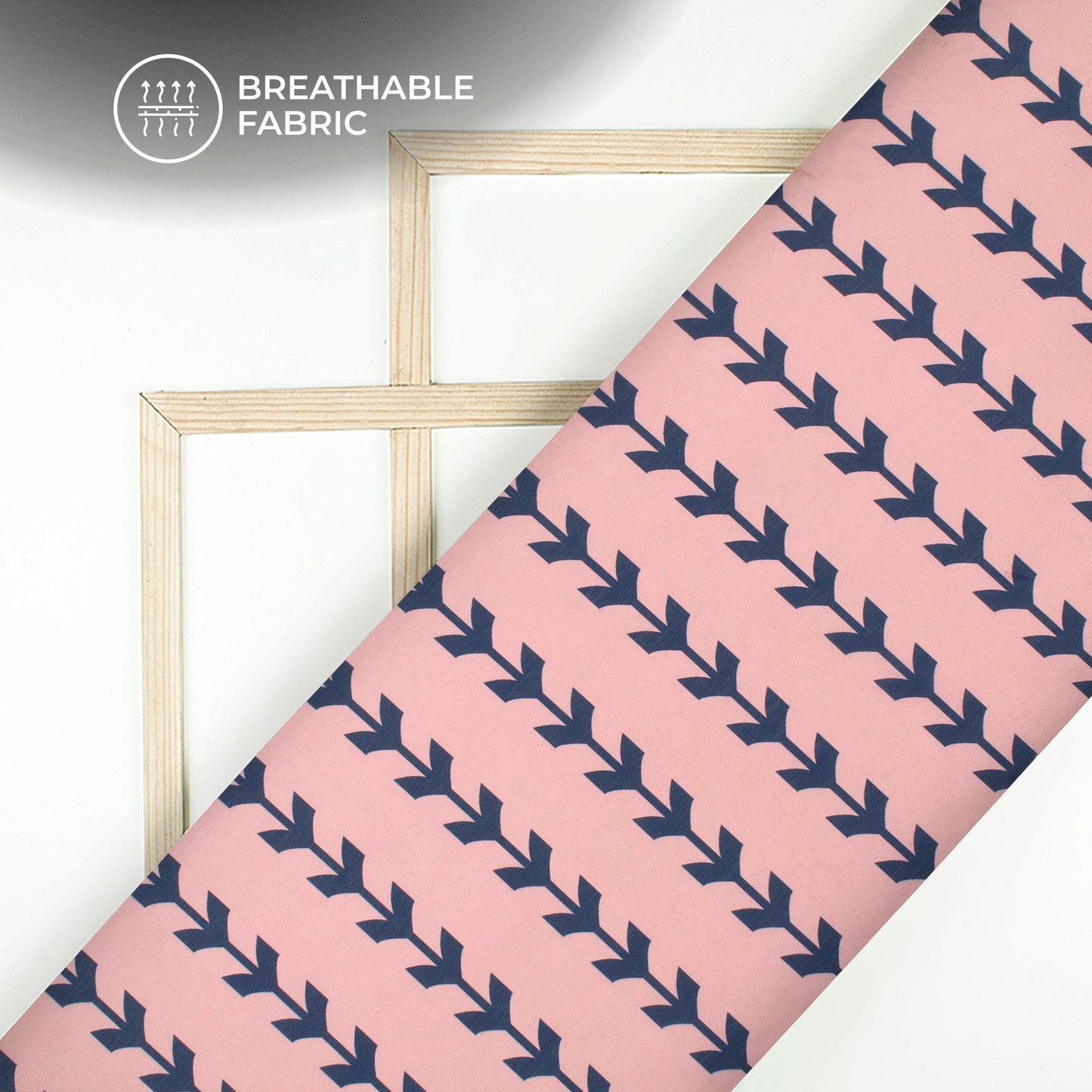 Light Pink Ikkat Digital Print Muslin Fabric