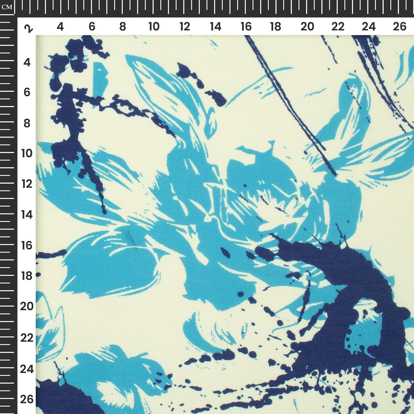 Cream Floral Digital Print Muslin Fabric