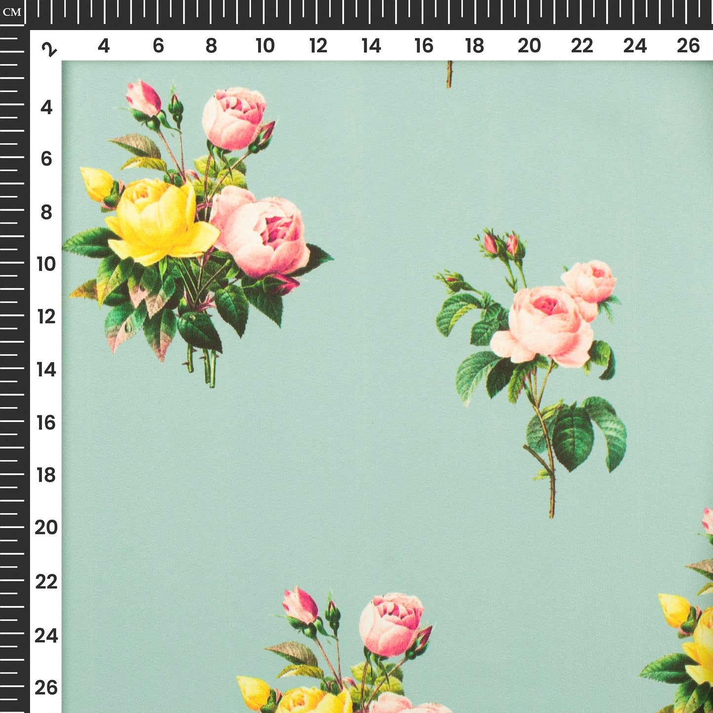 Ash Gray Floral Floral Digital Print Butter Crepe Fabric