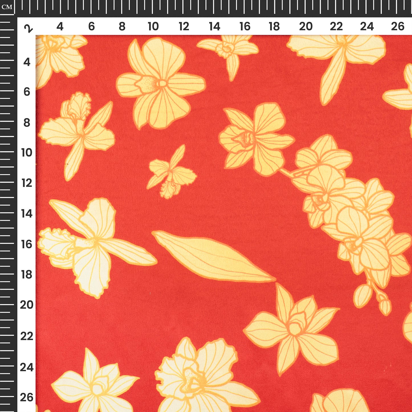 Cherry Red Floral Digital Print Lush Satin Fabric