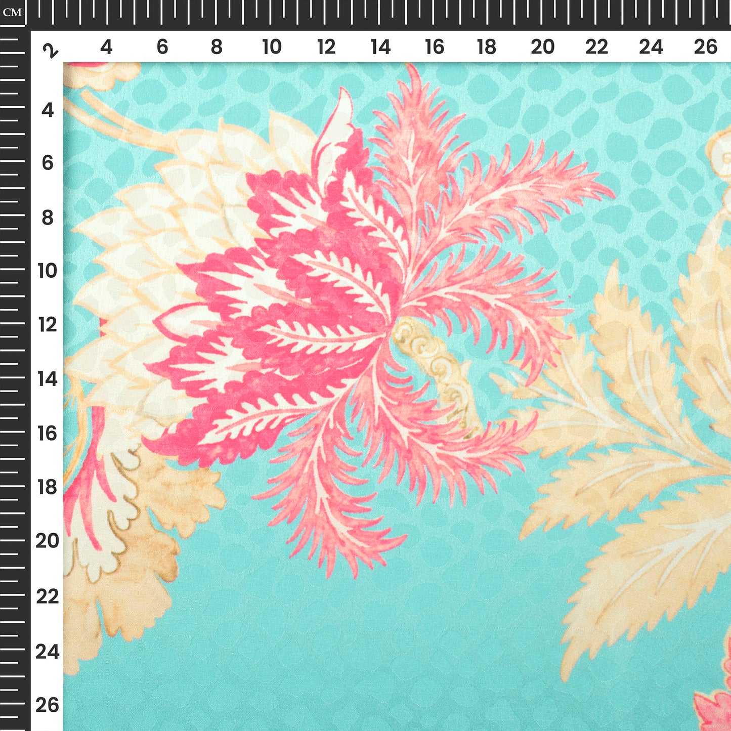 Electric Blue Floral Digital Print Dobby Satin Fabric