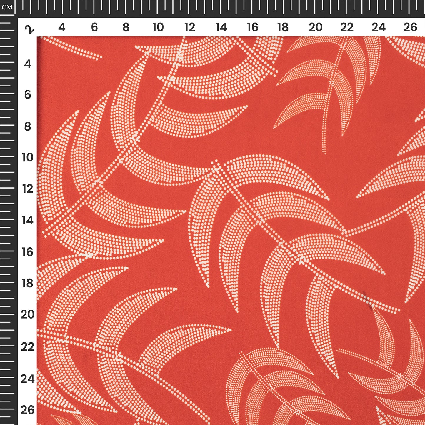 Scarlet Red Leaf Digital Print Viscose Natural Crepe Fabric