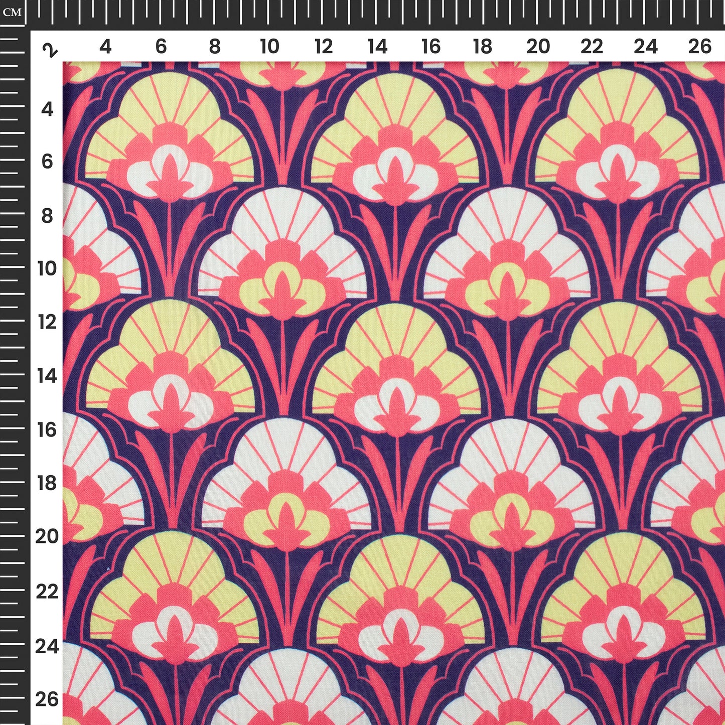 Navy Bule Floral Digital Print Poly Cambric Fabric