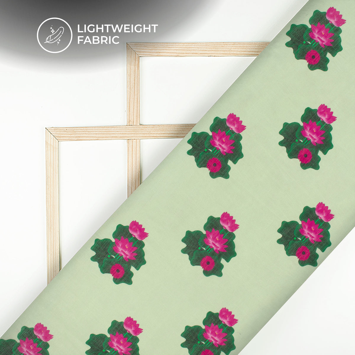 Cream Floral Digital Print Viscose Chanderi Fabric