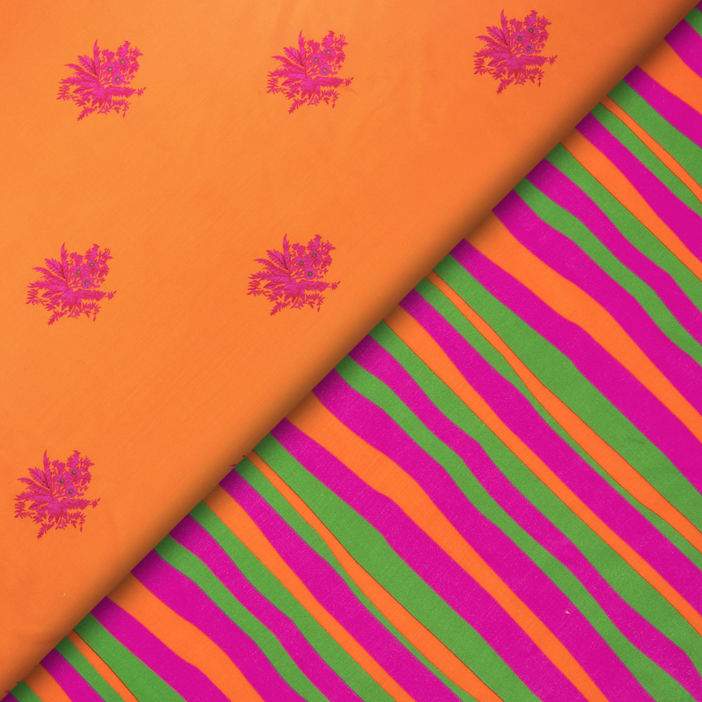 Tiger Orange Floral Digital Print Viscose Muslin Fabric
