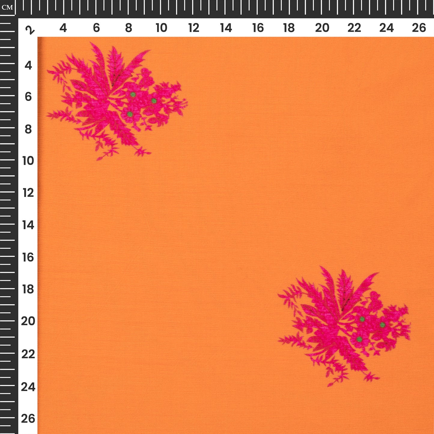Tiger Orange Floral Digital Print Viscose Muslin Fabric