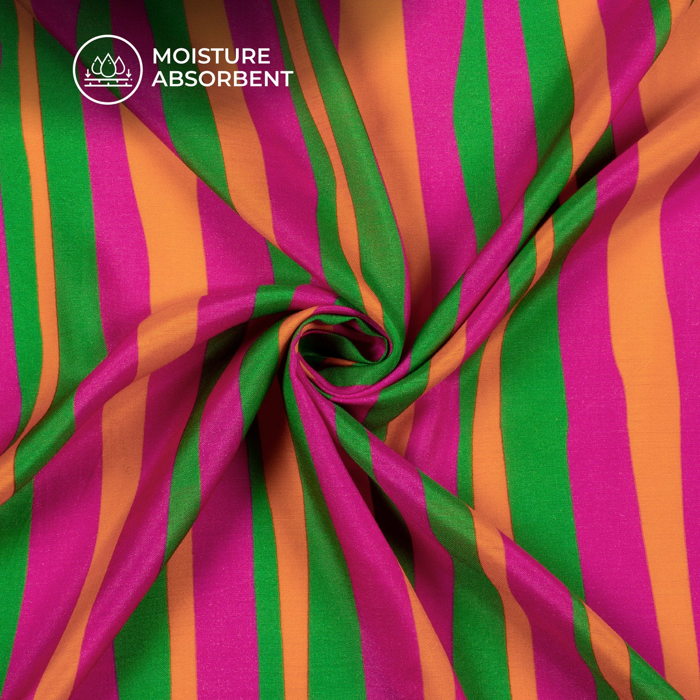Fuscia Pink Stripes Digital Print Viscose Muslin Fabric