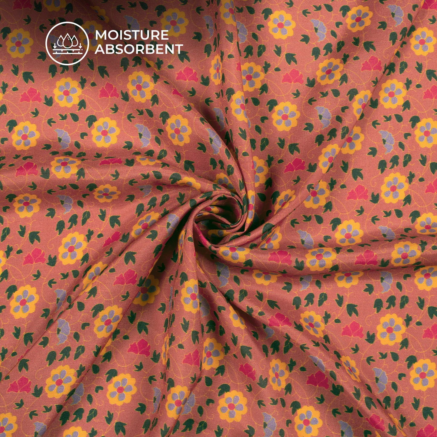 Chestunt Red Floral Digital Print Viscose Muslin Fabric
