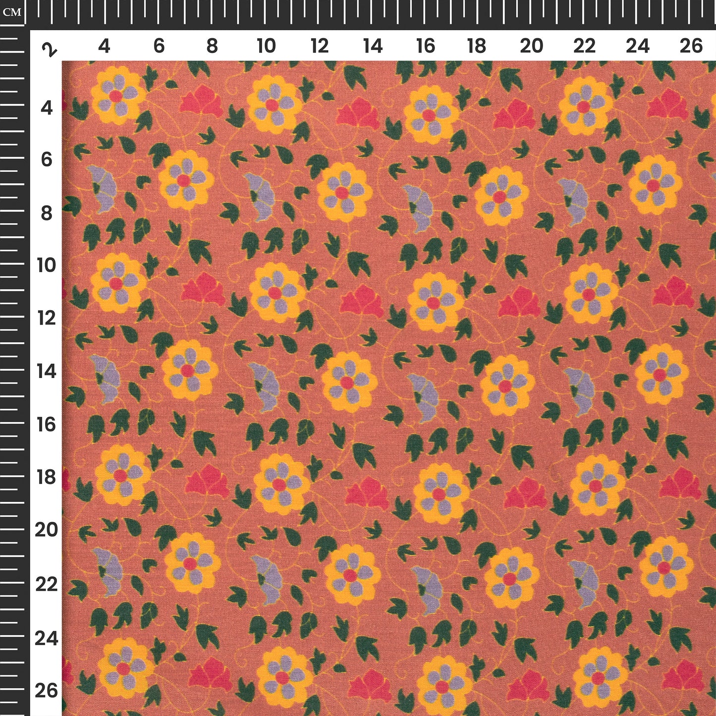 Chestunt Red Floral Digital Print Viscose Muslin Fabric