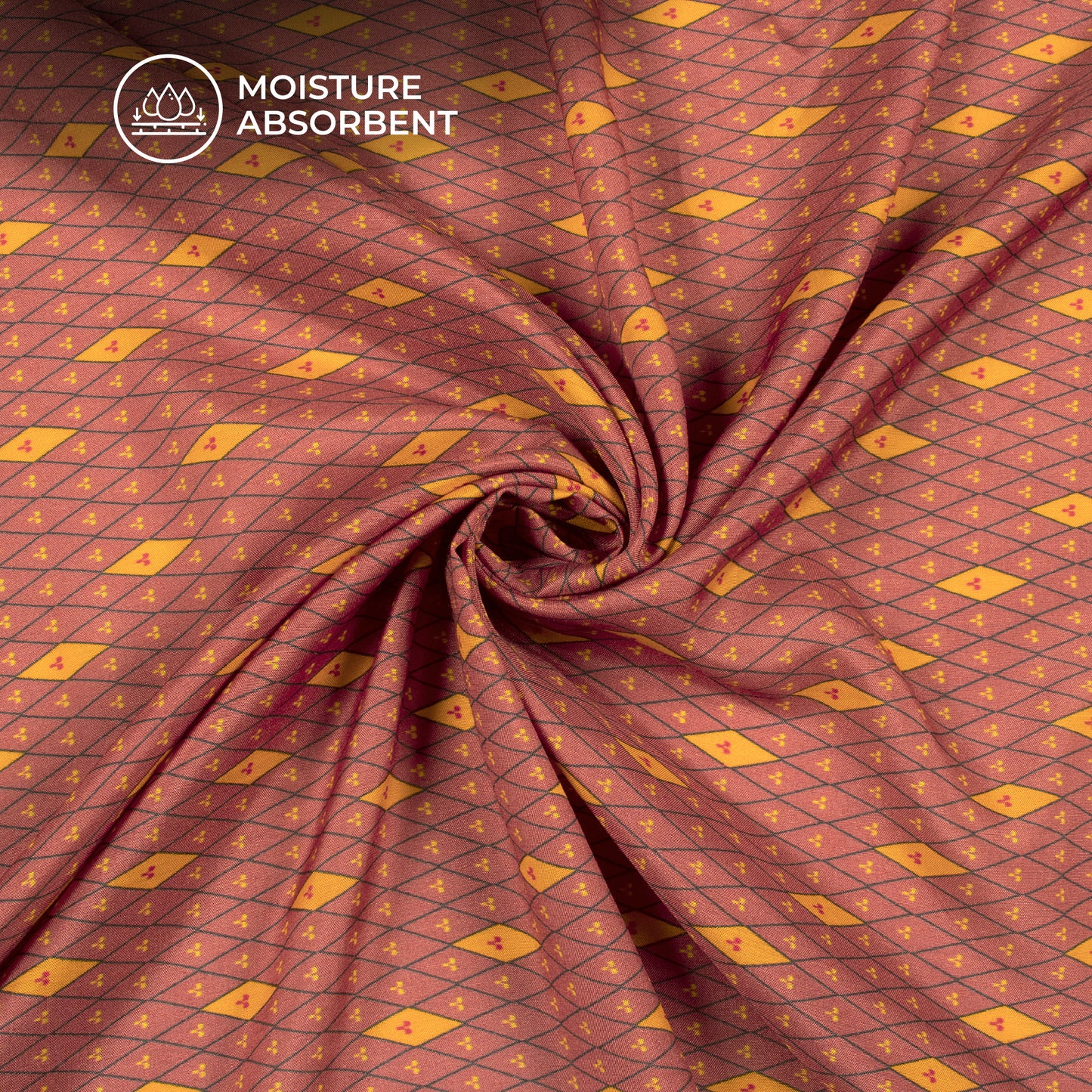 Chestnut Red Geometrical,Chevron Digital Print Viscose Muslin Fabric