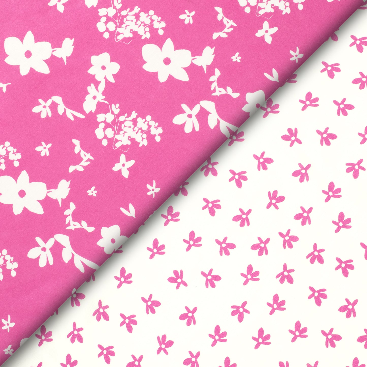 Fuscia Pink Floral Digital Print Viscose Muslin Fabric