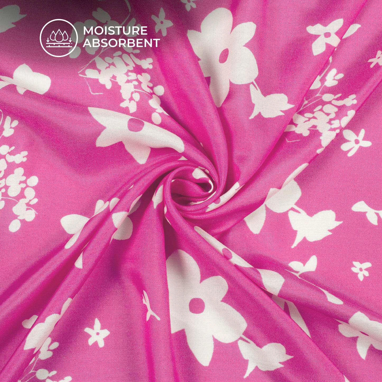 Fuscia Pink Floral Digital Print Viscose Muslin Fabric