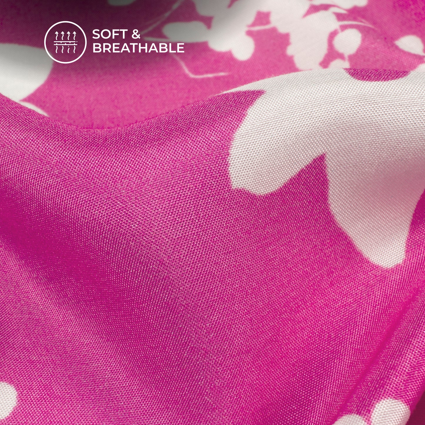Fuscia Pink Floral Digital Print Viscose Muslin Fabric
