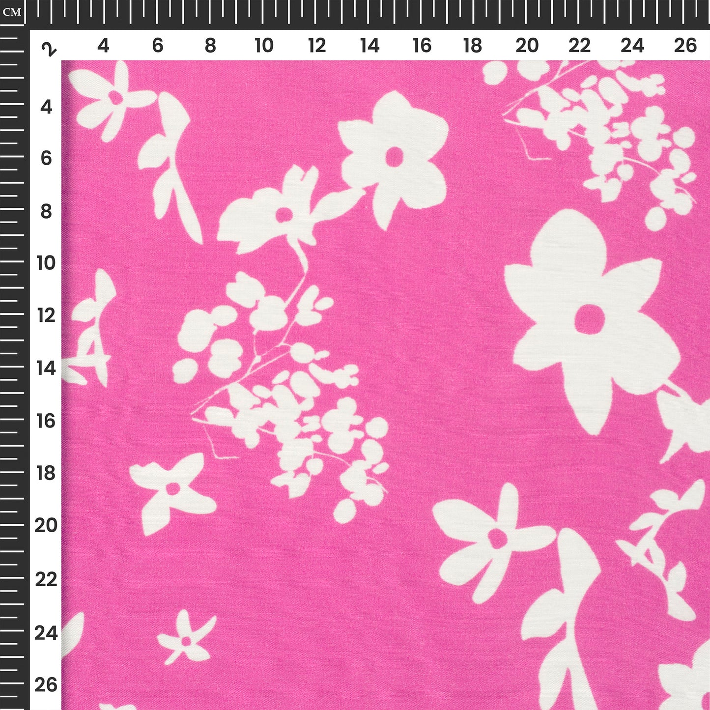 Fuscia Pink Floral Digital Print Viscose Muslin Fabric
