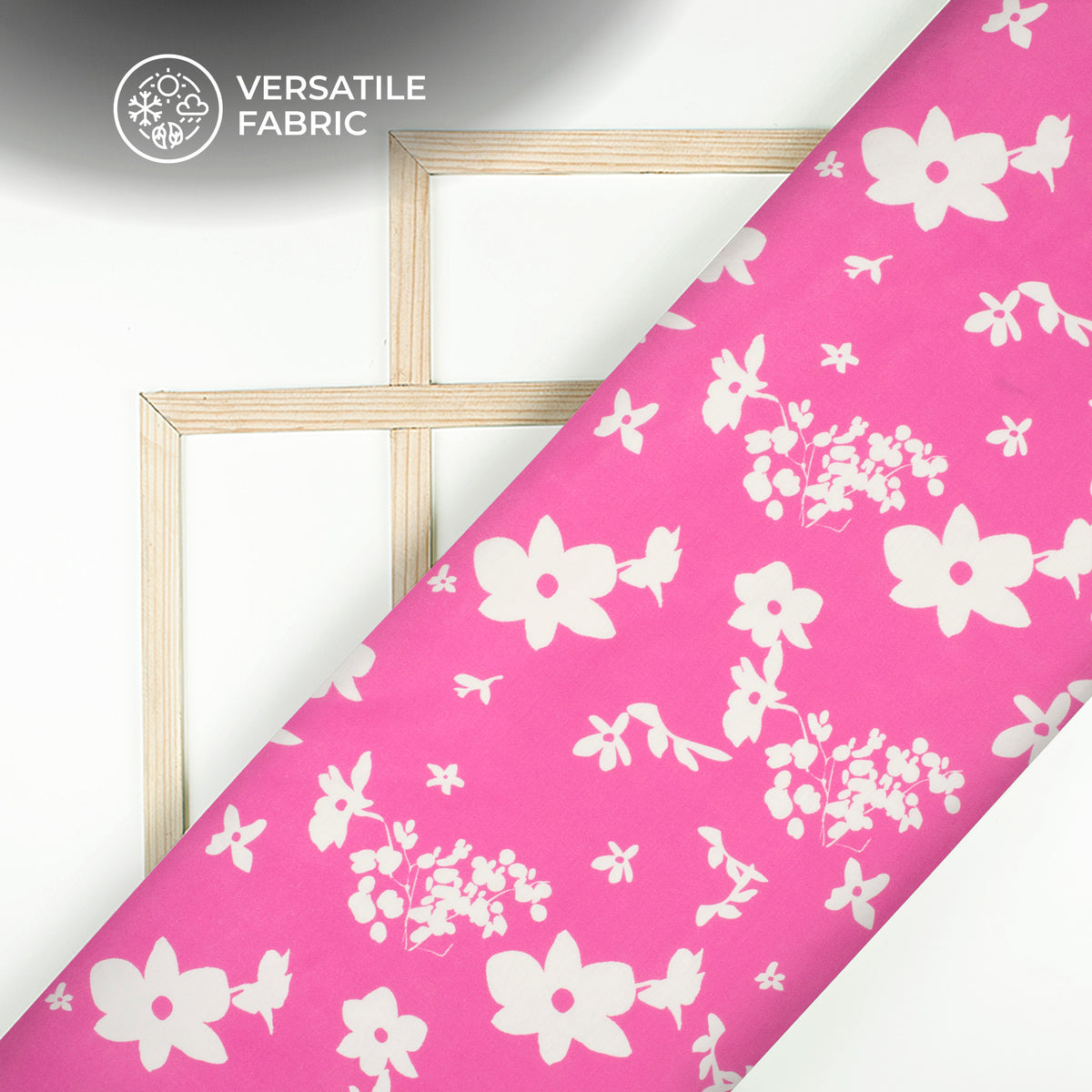 Fuscia Pink Floral Digital Print Viscose Muslin Fabric