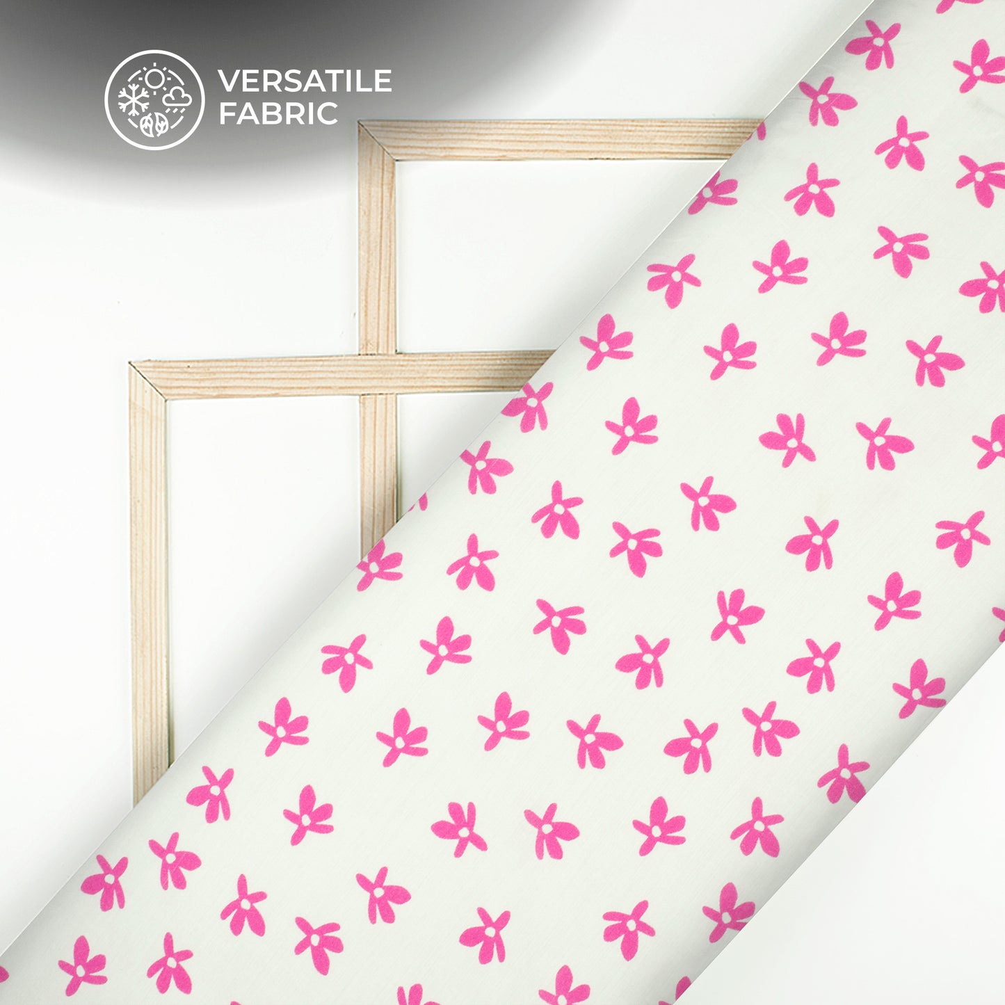 White Floral Digital Print Viscose Muslin Fabric