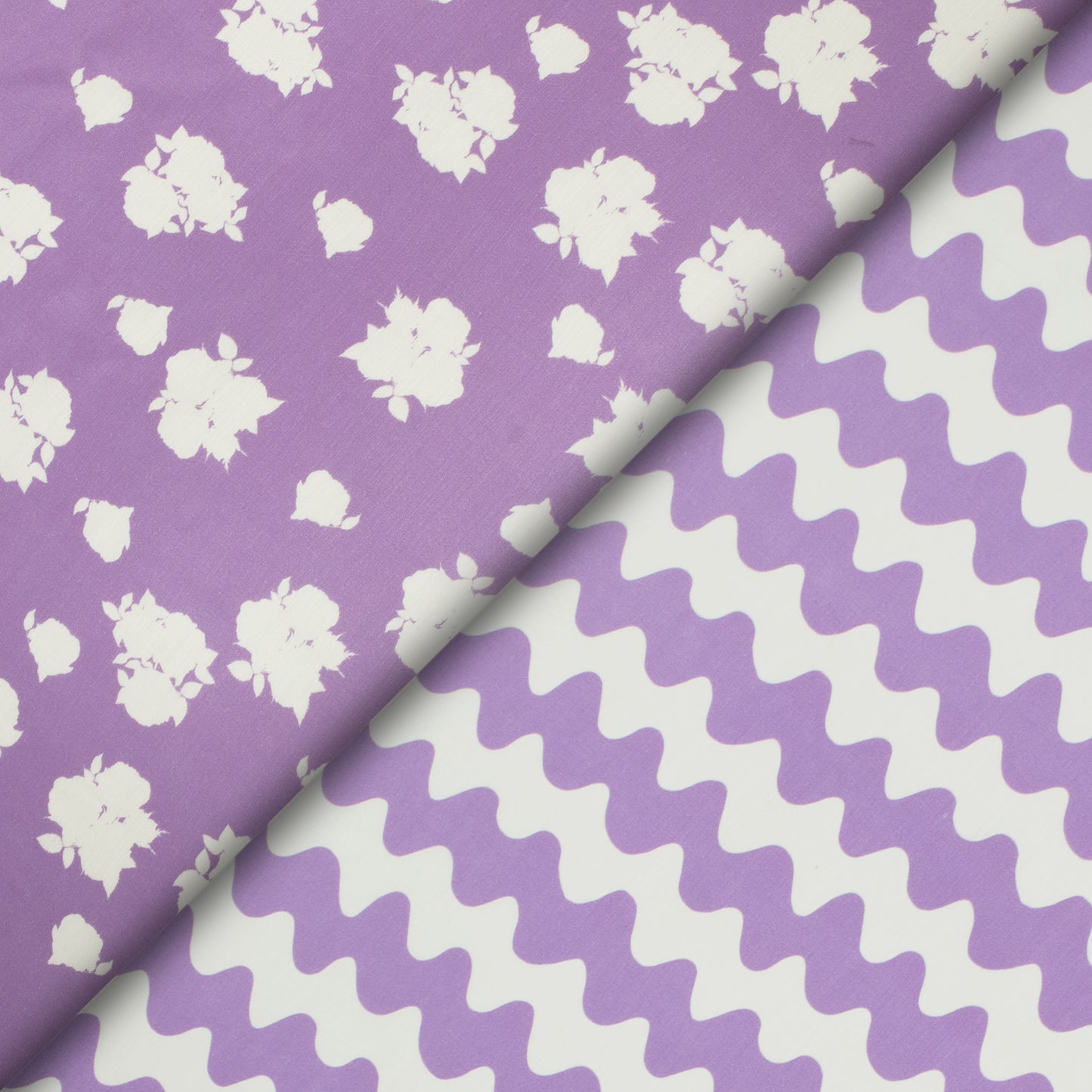 Lavender Purple Floral Digital Print Viscose Muslin Fabric