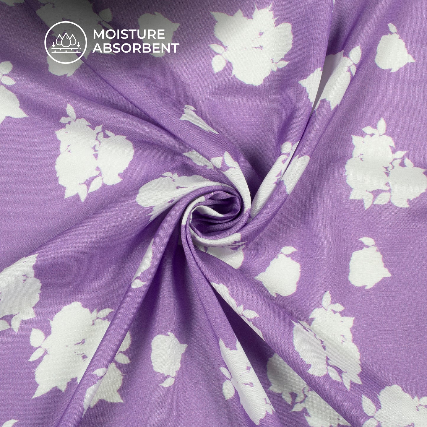 Lavender Purple Floral Digital Print Viscose Muslin Fabric