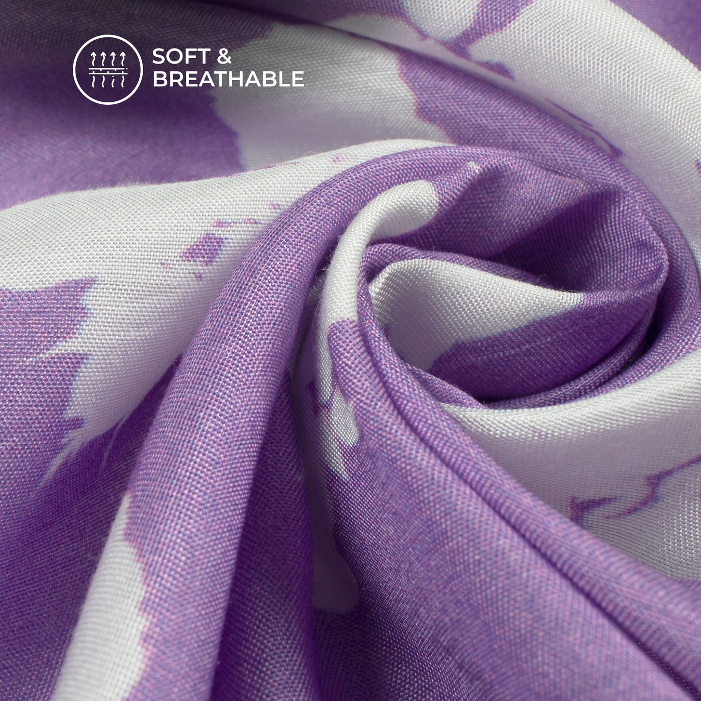 Lavender Purple Floral Digital Print Viscose Muslin Fabric