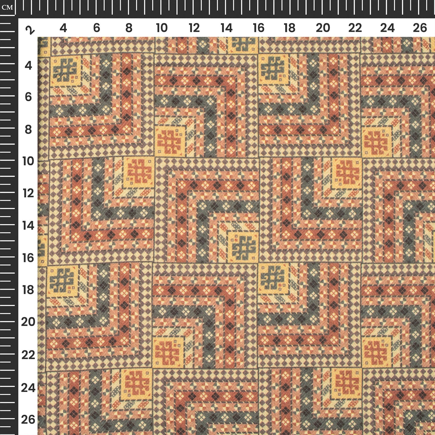 Peach Pink Traditional Digital Print Elegant Blend Pashmina Fabric