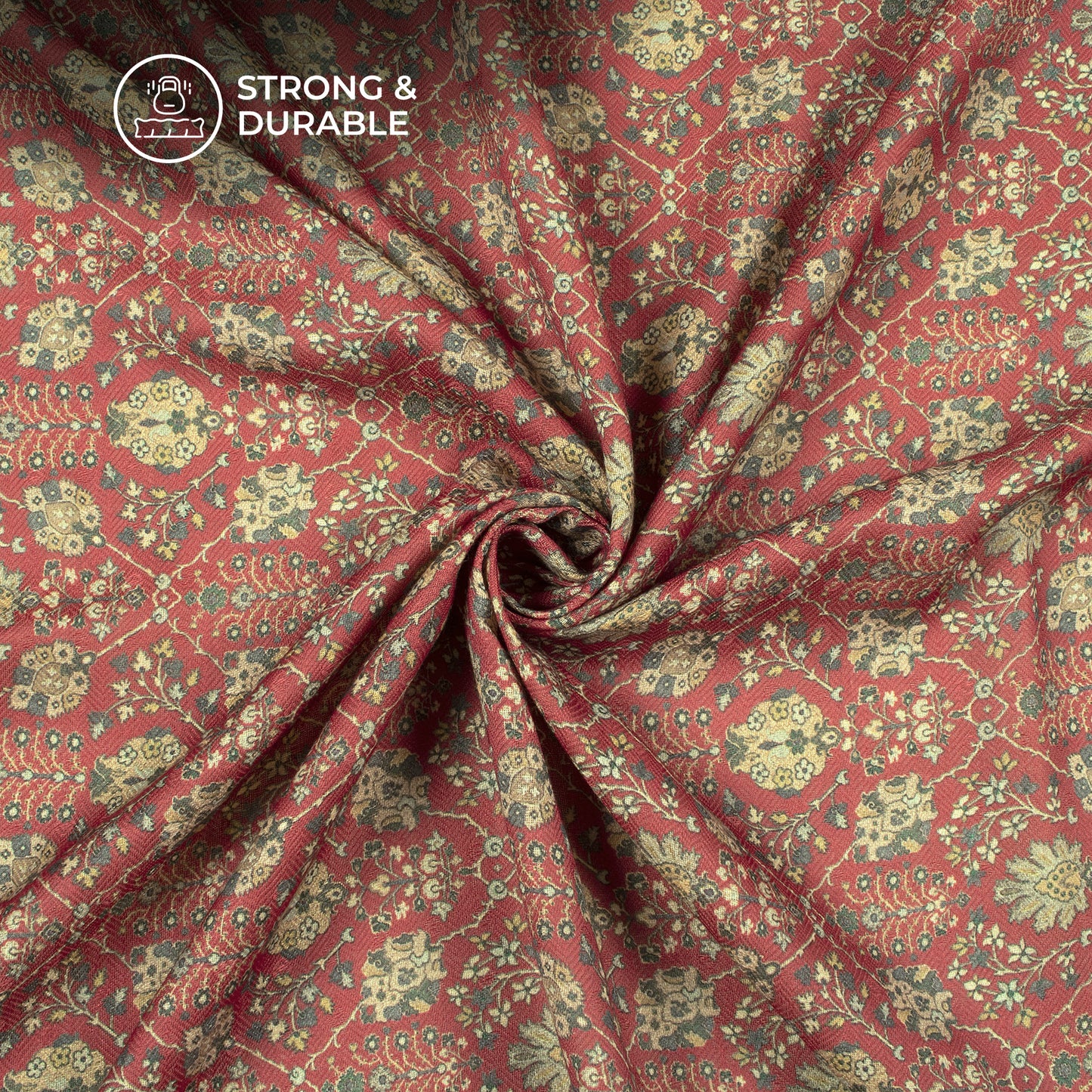 Cimson Red Floral Digital Print Elegant Blend Pashmina Fabric