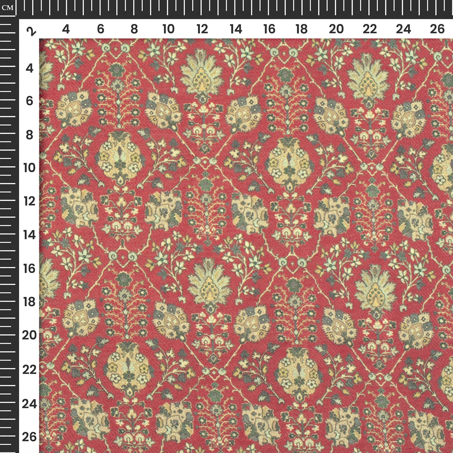 Cimson Red Floral Digital Print Elegant Blend Pashmina Fabric