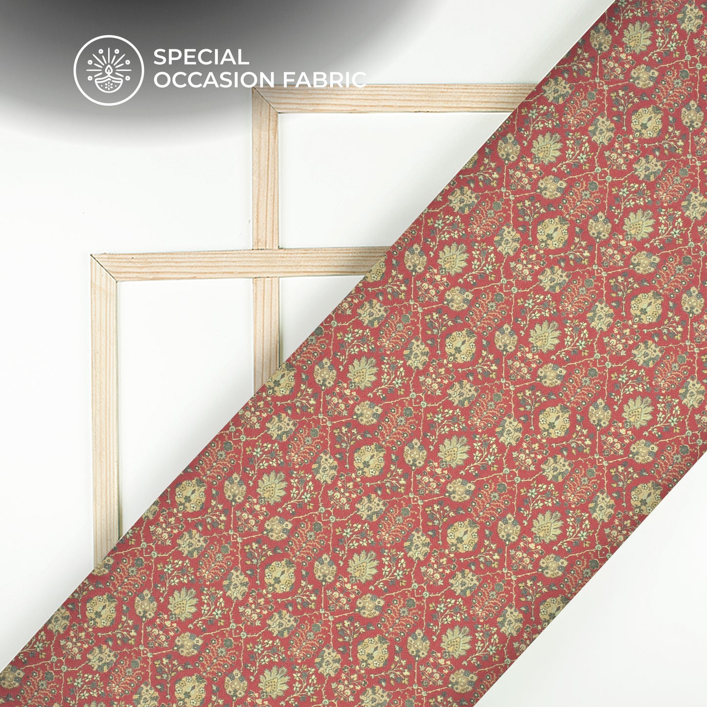 Cimson Red Floral Digital Print Elegant Blend Pashmina Fabric