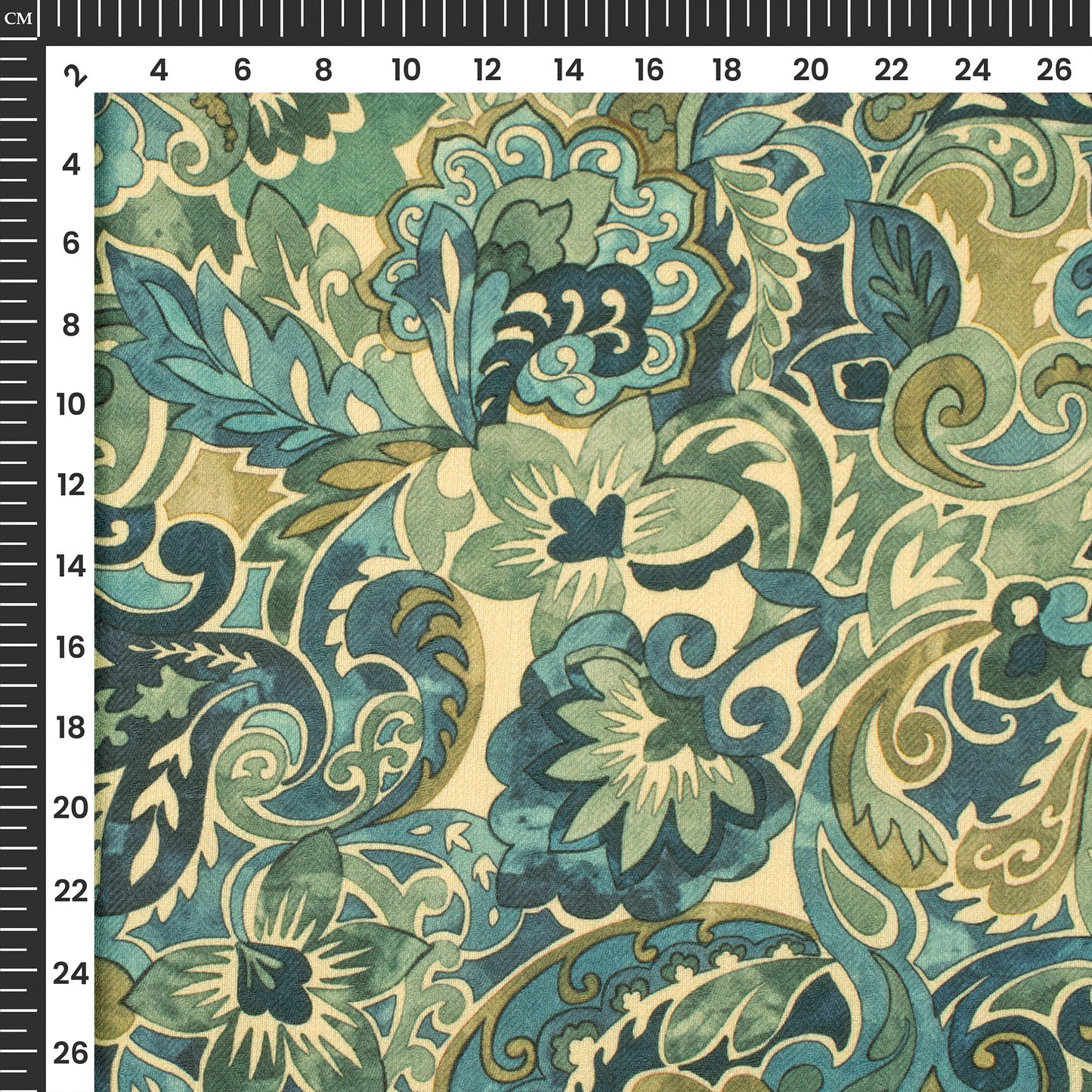Navy Blue Floral Digital Print Elegant Blend Pashmina Fabric