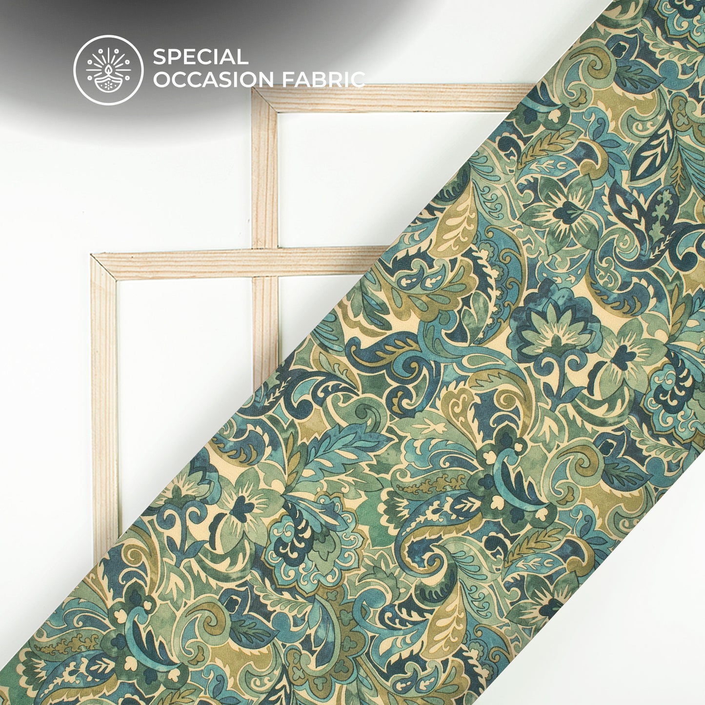 Navy Blue Floral Digital Print Elegant Blend Pashmina Fabric