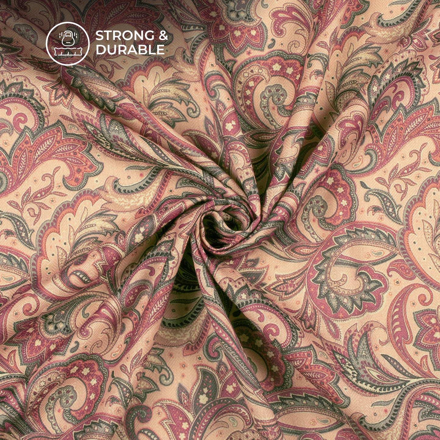 Flamingo Pink Floral Digital Print Elegant Blend Pashmina Fabric