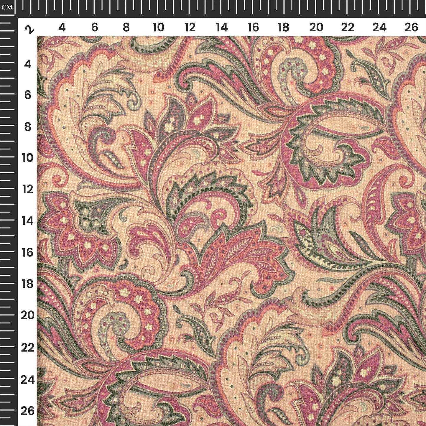 Flamingo Pink Floral Digital Print Elegant Blend Pashmina Fabric