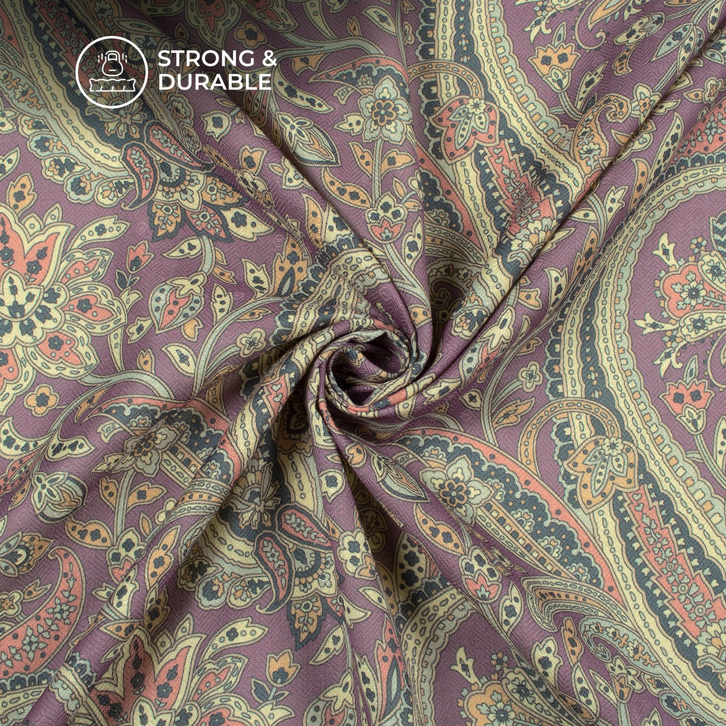 Lilac Purple Paisley Digital Print Elegant Blend Pashmina Fabric
