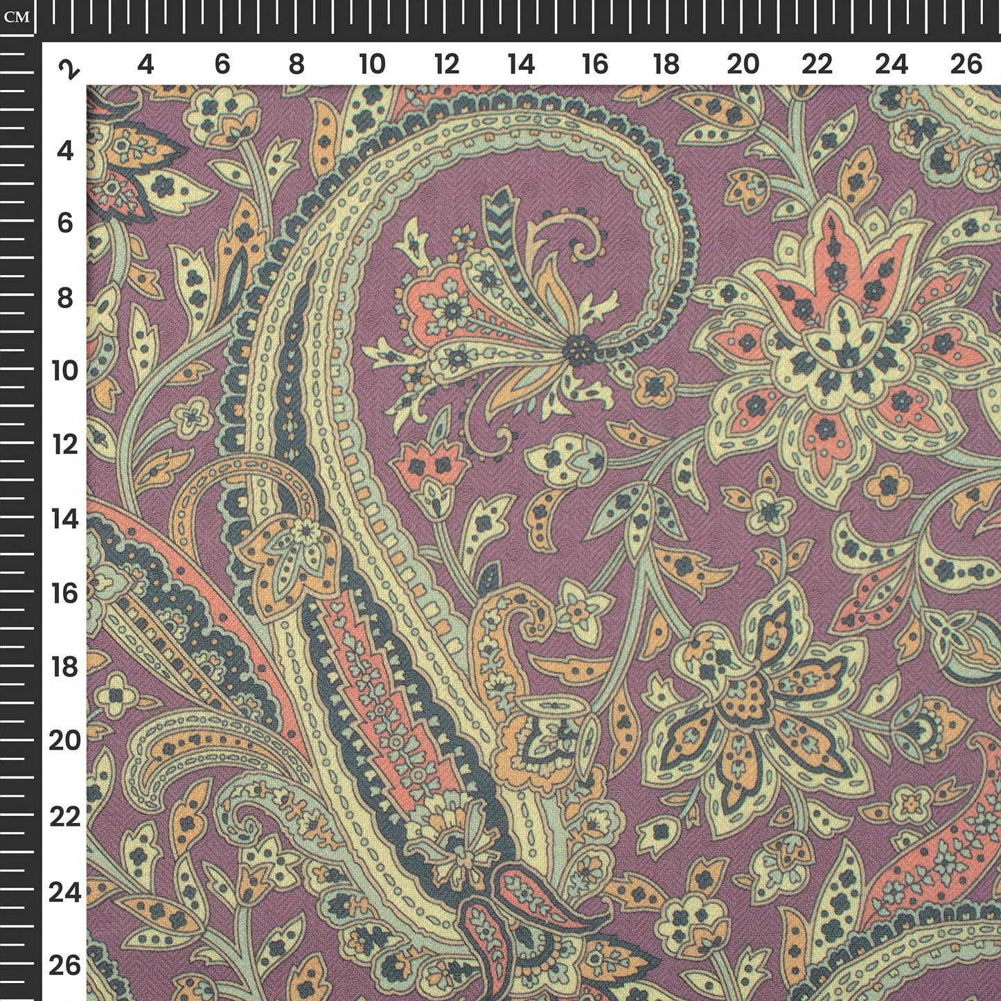 Lilac Purple Paisley Digital Print Elegant Blend Pashmina Fabric