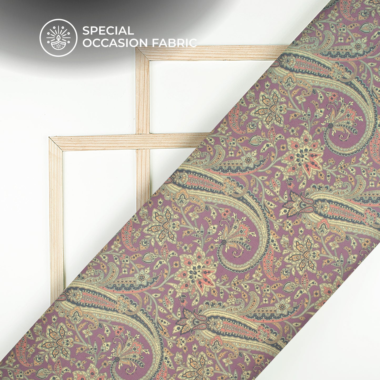 Lilac Purple Paisley Digital Print Elegant Blend Pashmina Fabric