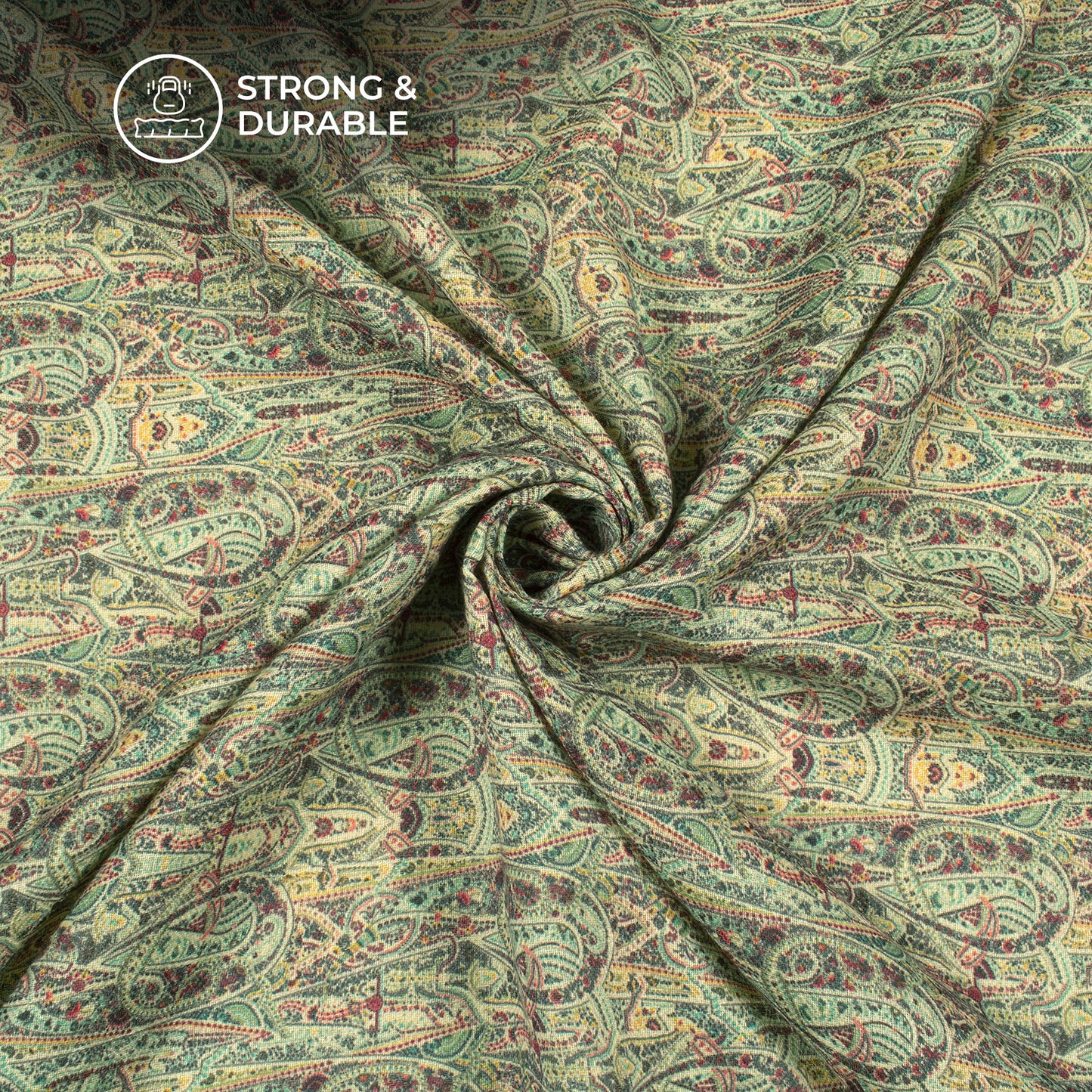 Sage Green Paisley Digital Print Elegant Blend Pashmina Fabric